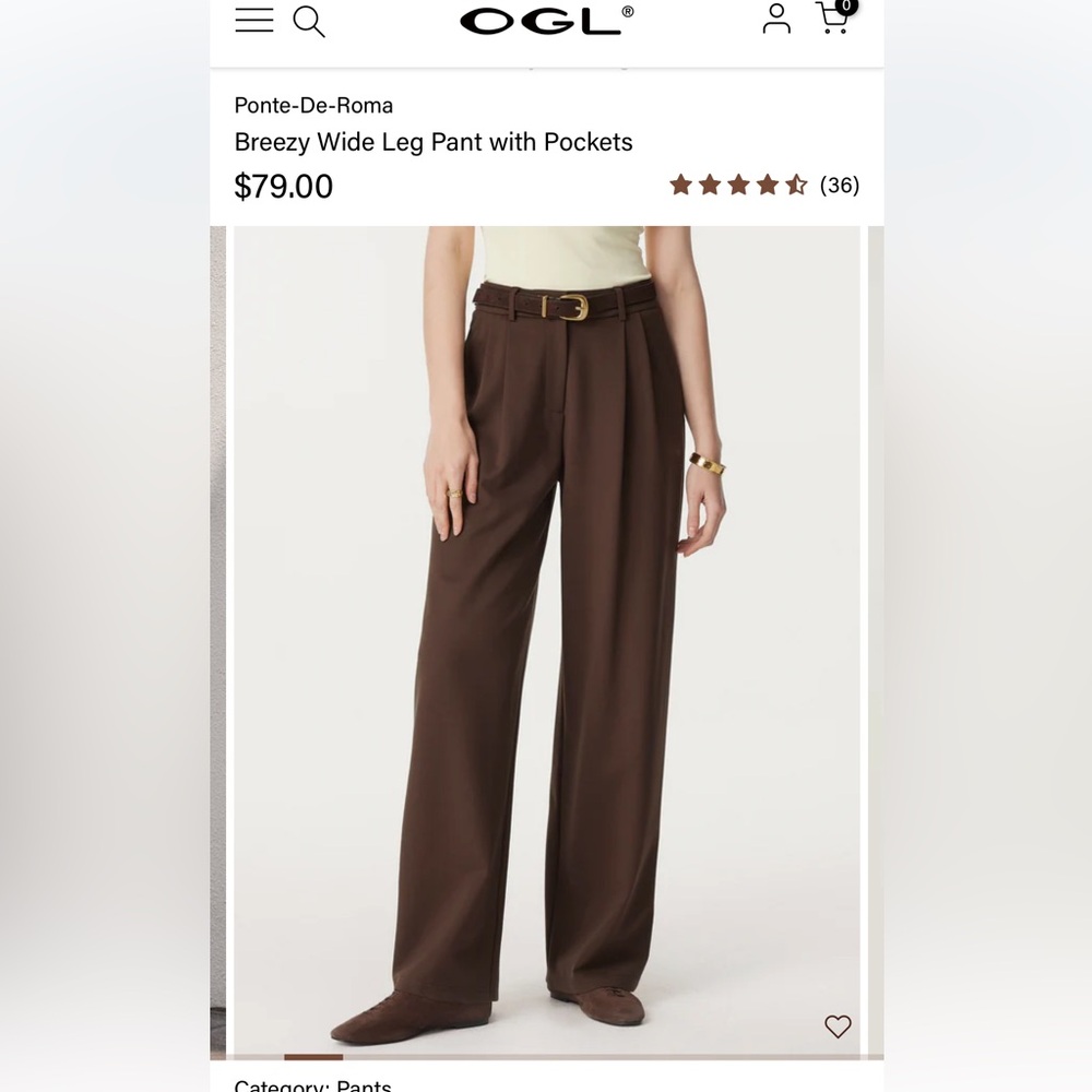 Wide Leg Brown Dress Pants - OGL BREEZY WIDE LEG PANT WITH POCKETS